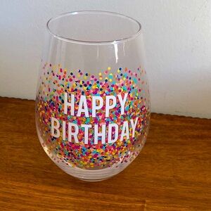 Francesca’s XXL “Happy Birthday” Confetti Stemless Wine Glass.